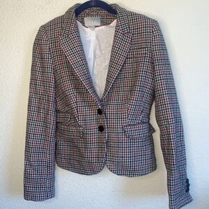 H&M Houndstooth wool Jacket Blazer Womens Dark academia 8 old money